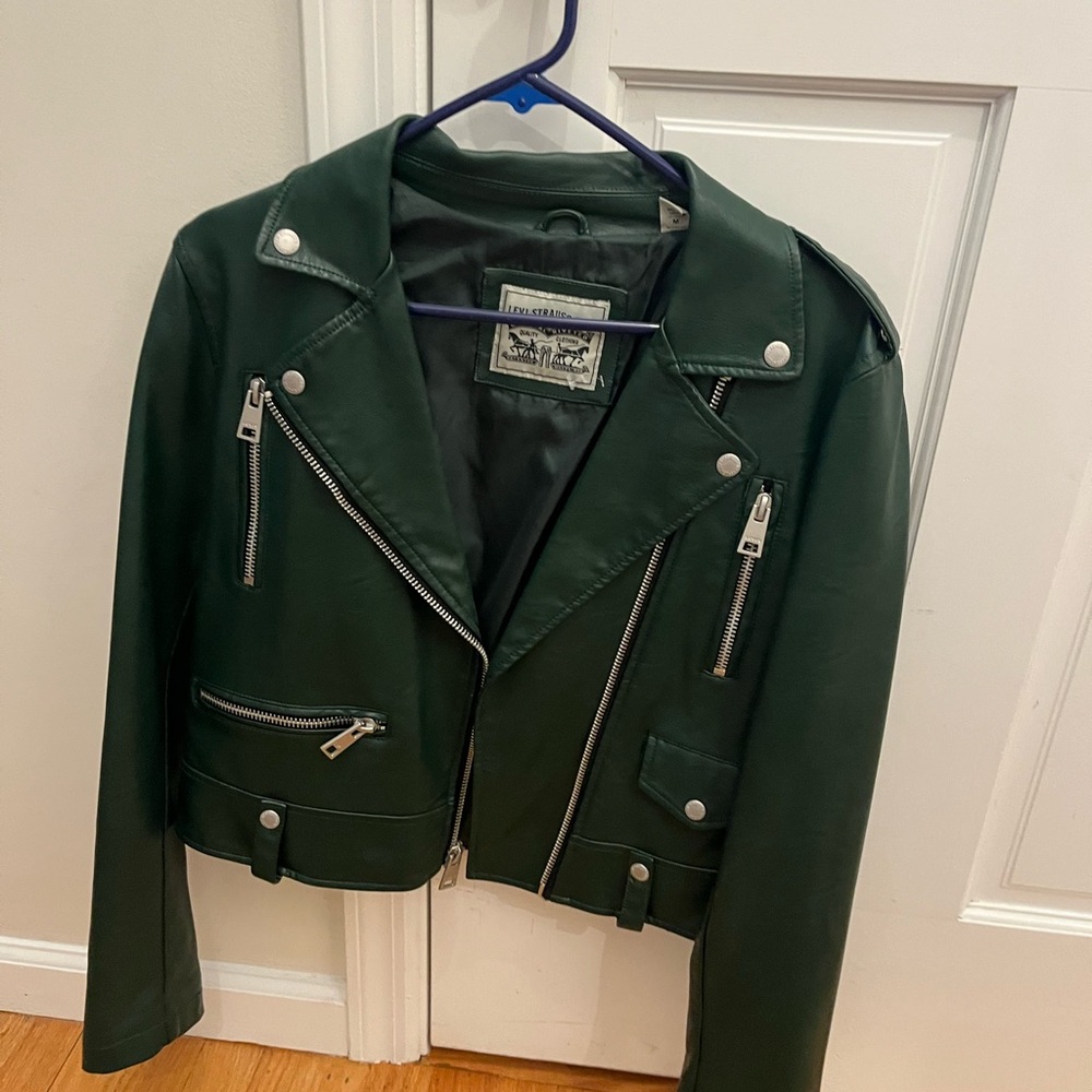 Green Leather Biker Jacket